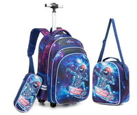 Cartable à Roulette 25L Oxford Mixte Bleu Marine vue latérale gauche - Cartable à Roulette