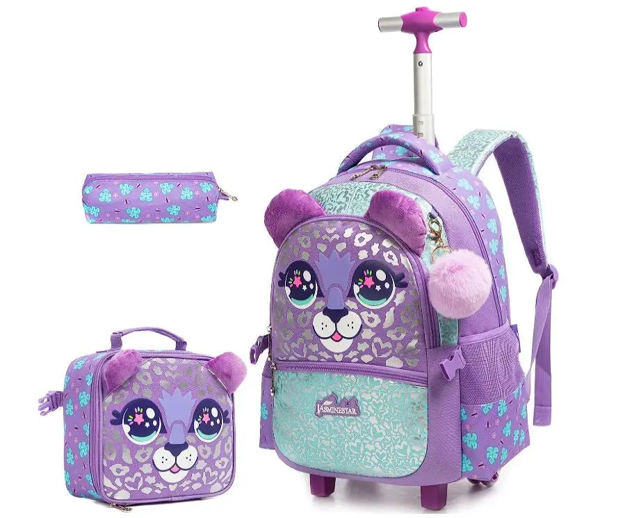 Cartable à Roulette 25L Oxford Mixte Violet et Bleu vue latérale droite - Cartable à Roulette