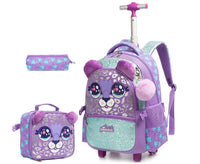 Cartable à Roulette 25L Oxford Mixte Violet et Bleu vue latérale droite - Cartable à Roulette