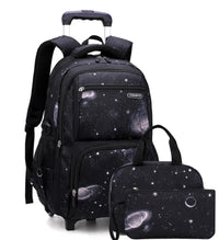 Cartable à Roulette 2 Compartiments Spacieux Noir 2 roulettes vue latérale gauche - Cartable à Roulette