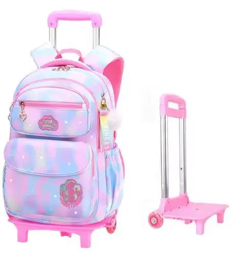 Cartable à Roulette Chipie 42cm Compact Léger Bleu 2 roulettes vue latérale droite - Cartable à Roulette