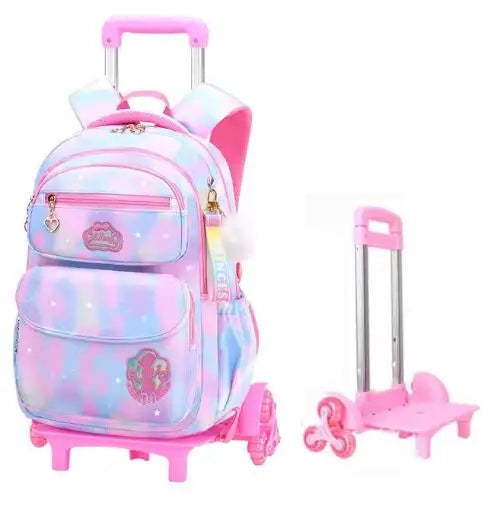Cartable à Roulette Chipie 42cm Compact Léger Bleu 6 roulettes vue latérale droite - Cartable à Roulette
