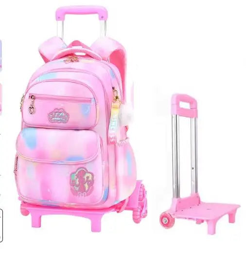 Cartable à Roulette Chipie 42cm Compact Léger Rose 2 roulettes vue latérale droite - Cartable à Roulette