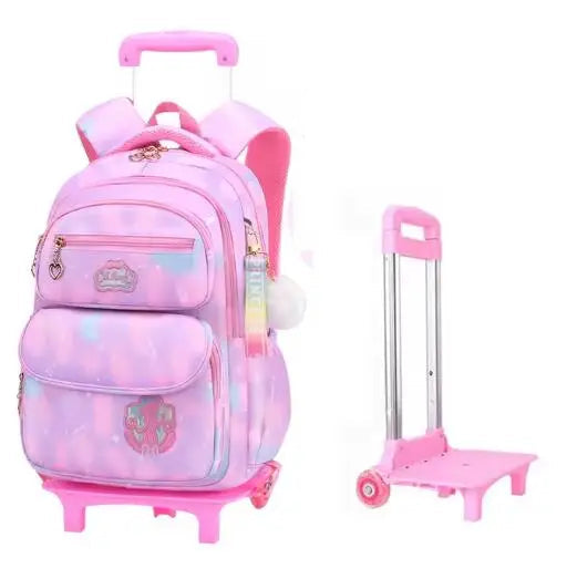 Cartable à Roulette Chipie 42cm Compact Léger Violet 2 roulettes vue latérale droite - Cartable à Roulette