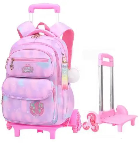 Cartable à Roulette Chipie 42cm Compact Léger Violet 6 roulettes vue latérale droite - Cartable à Roulette