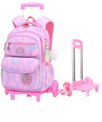 Cartable à Roulette Chipie 42cm Compact Léger Violet 6 roulettes vue latérale droite - Cartable à Roulette