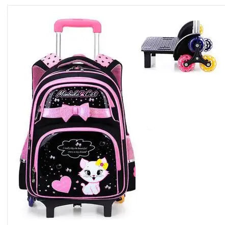 Cartable à Roulette Chipie 45cm Style Tendance Noir 6 roulettes vue de face - Cartable à Roulette