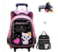 Cartable à Roulette Chipie 45cm Style Tendance Noir 6 roulettes Sac à main vue de face - Cartable à Roulette