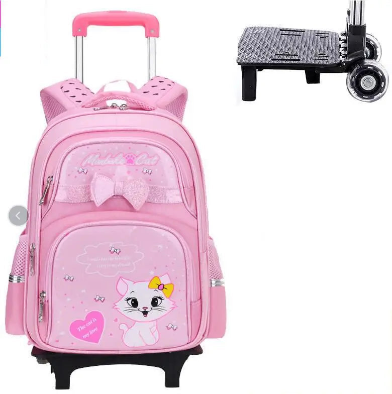 Cartable à Roulette Chipie 45cm Style Tendance Rose 2 roulettes vue de face - Cartable à Roulette