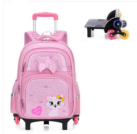 Cartable à Roulette Chipie 45cm Style Tendance Rose 6 roulettes vue de face - Cartable à Roulette