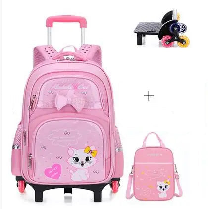 Cartable à Roulette Chipie 45cm Style Tendance Rose 6 roulettes Sac à main vue de face - Cartable à Roulette