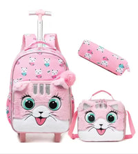Cartable à Roulette Chipie 46cm Set Lunch Box Rose vue de face  - Cartable à Roulette