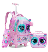 Cartable à Roulette Chipie 46cm Set Lunch Box Rose et Bleu vue latérale gauche - Cartable à Roulette