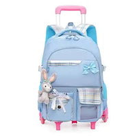 Cartable à Roulette Chipie 50cm Grand Format Bleu vue de face - Cartable à Roulette