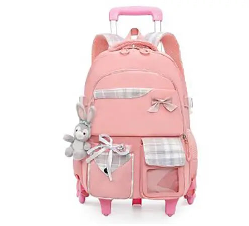 Cartable à Roulette Chipie 50cm Grand Format Rose vue de face - Cartable à Roulette