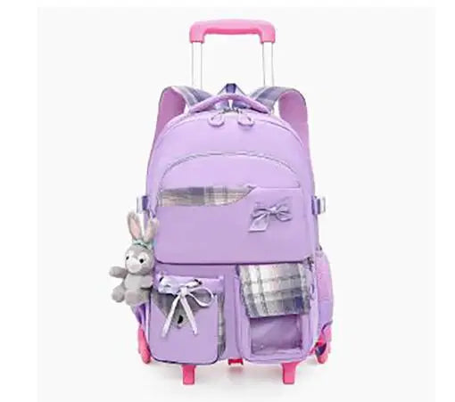 Cartable à Roulette Chipie 50cm Grand Format Violet vue de face - Cartable à Roulette