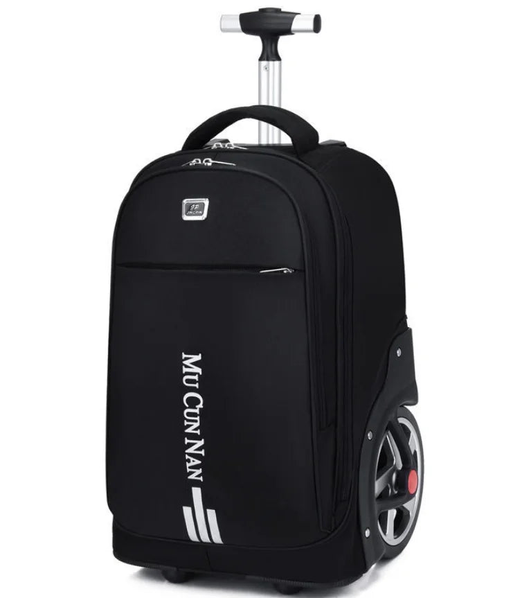 Cartable à Roulette Collège 49cm Oxford Compartiment Laptop Noir 2 vue latérale droite - Cartable à Roulette