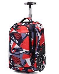Cartable à Roulette Collège 49cm Oxford Compartiment Laptop Rouge vue latérale droite - Cartable à Roulette
