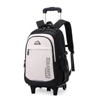 Cartable à Roulette Collège 51cm 6 Roues Blanc 2 roulettes vue latérale droite - Cartable à Roulette