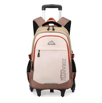 Cartable à Roulette Collège 51cm 6 Roues Blanc et Beige 6 roulettes vue de face - Cartable à Roulette