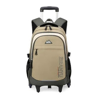 Cartable à Roulette Collège 51cm 6 Roues Kaki 6 roulettes vue de face - Cartable à Roulette