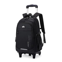 Cartable à Roulette Collège 51cm 6 Roues Noir 2 roulettes vue latérale droite - Cartable à Roulette