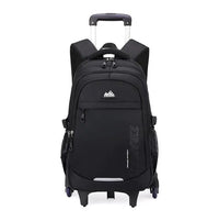 Cartable à Roulette Collège 51cm 6 Roues Noir 6 roulettes vue de face - Cartable à Roulette