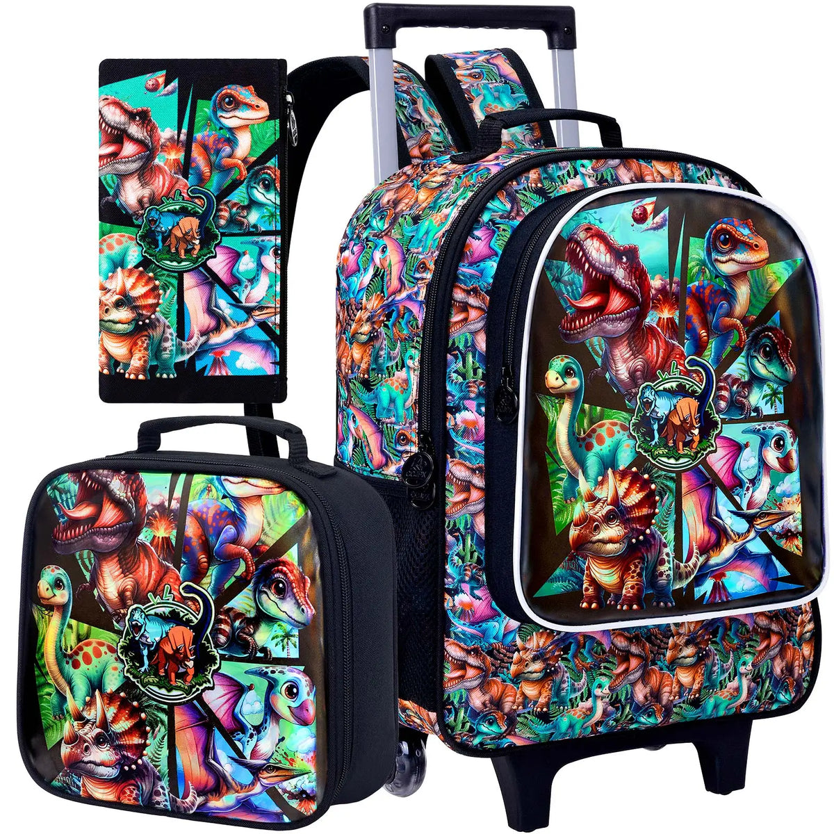 Cartable à Roulette Dinosaure 41cm Ultra-Léger Multicolore vue d'ensemble - Cartable à Roulette