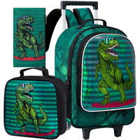 Cartable à Roulette Dinosaure 41cm Ultra-Léger Vert vue d'ensemble - Cartable à Roulette