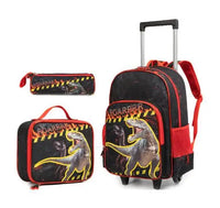 Cartable à Roulette Dinosaure 46cm Oxford Noir vue latérale droite - Cartable à Roulette