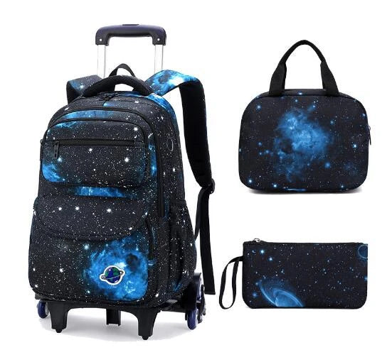 Cartable à Roulette Espace 40cm Compact Étoiles vue latérale droite - Cartable à Roulette