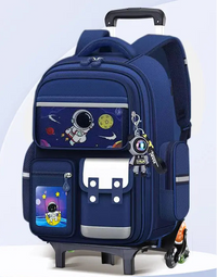 Cartable à Roulette Espace 41cm Astronaute Réfléchissant Bleu 6 roulettes vue latérale droite - Cartable à Roulette