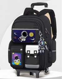 Cartable à Roulette Espace 41cm Astronaute Réfléchissant Noir 2 roulettes vue latérale droite - Cartable à Roulette