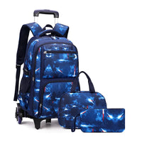 Cartable à Roulette Espace 46cm Collège Set 3 Pièces Bleu vue latérale gauche - Cartable à Roulette