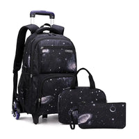 Cartable à Roulette Espace 46cm Collège Set 3 Pièces Noir vue latérale gauche - Cartable à Roulette