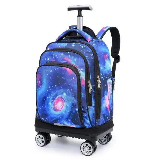 Cartable à Roulette Espace 50cm 4 Roues Laptop Bleu vue latérale droite - Cartable à Roulette