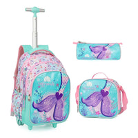 Cartable à Roulette Fille 44cm Set 3 Pièces Sirène vue latérale gauche - Cartable à Roulette