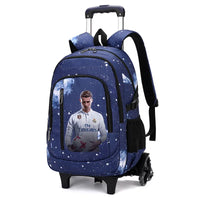 Cartable à Roulette Football 48cm Nylon Bleu Marine 5 vue latérale droite - Cartable à Roulette