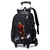 Cartable à Roulette Football 48cm Nylon Noir 2 vue latérale droite - Cartable à Roulette