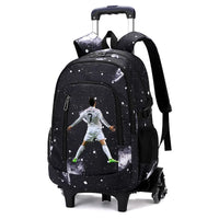 Cartable à Roulette Football 48cm Nylon Noir 3 vue latérale droite - Cartable à Roulette