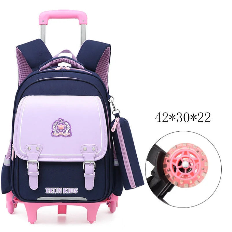 Cartable à roulette garçon 43cm PU fermeture éclair robuste — Cartable à Roulette