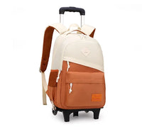 Cartable à Roulette Garçon 45cm Oxford Beige 2 roulettes vue latérale gauche - Cartable à Roulette