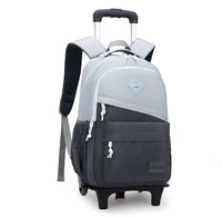 Cartable à Roulette Garçon 45cm Oxford Gris 2 roulettes vue latérale gauche - Cartable à Roulette