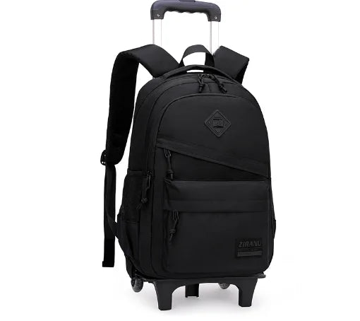 Cartable à Roulette Garçon 45cm Oxford Noir 2 roulettes vue latérale gauche - Cartable à Roulette