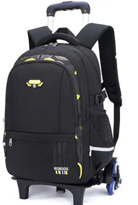 Cartable à Roulette Garçon 46cm 6 Roues Oxford Noir et Jaune 6 roulettes vue latérale droite — Cartable à Roulette