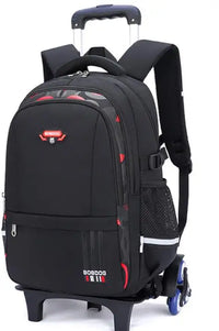 Cartable à Roulette Garçon 46cm 6 Roues Oxford Noir et Rouge 6 roulettes vue latérale droite — Cartable à Roulette