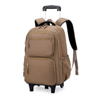 Cartable à Roulette Garçon 48cm Grande Capacité Marron 2 roulettes vue latérale droite - Cartable à Roulette
