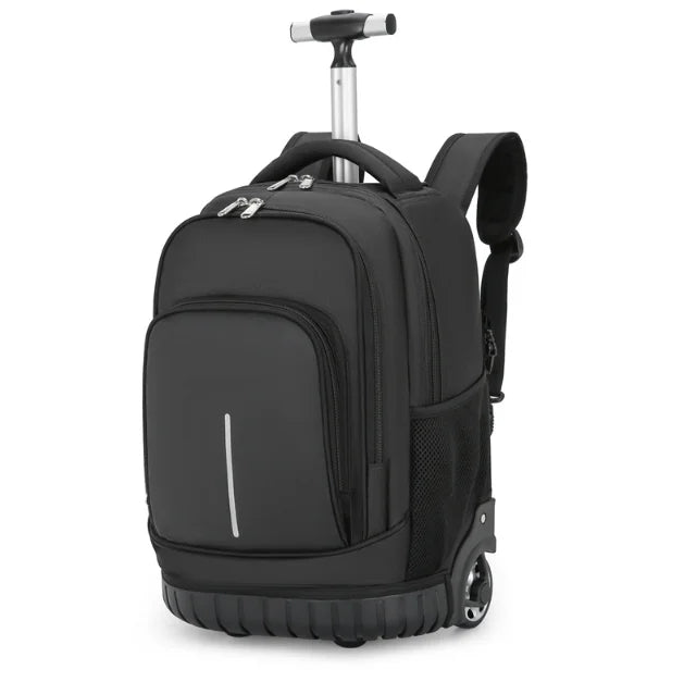 Cartable à Roulette Grand 18 Pouces Imperméable Ado Noir vue latérale droite - Cartable à Roulette