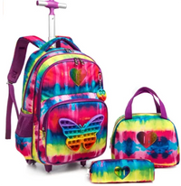 Cartable à Roulette Grand 48cm Ultra-Léger Set Arc en Ciel  vue latérale gauche - Cartable à Roulette