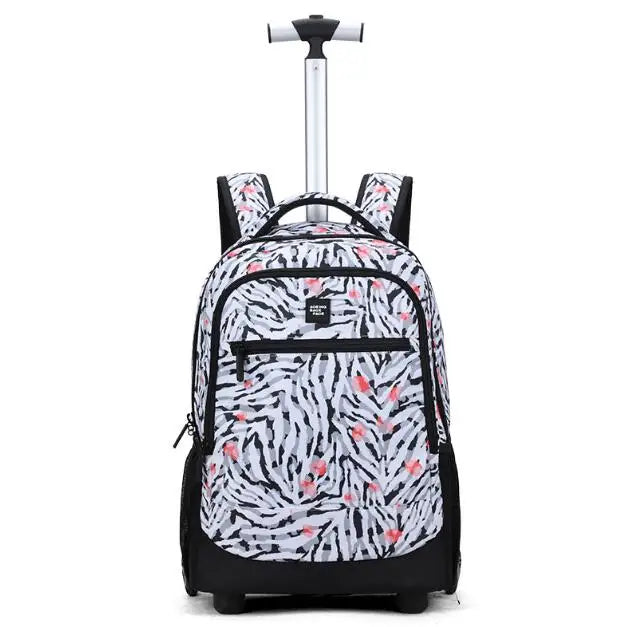 Cartable à Roulette Lycée Adulte 18 Pouces Compartiment Ordinateur Gris vue de face - Cartable à Roulette